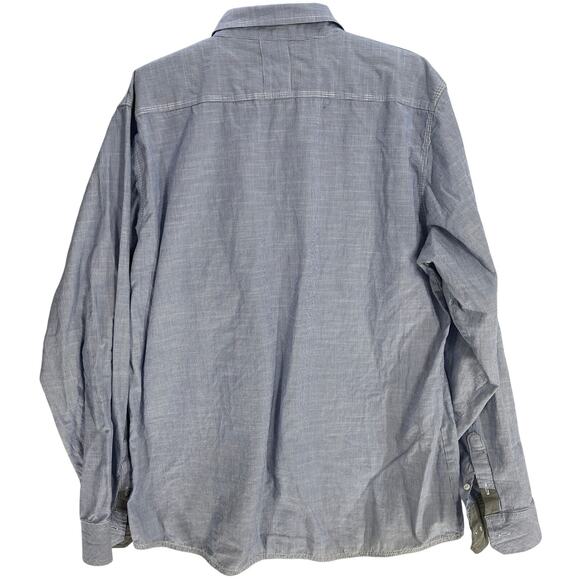 Burnside Button Up Shirt Mens XL Blue White Striped Missing a Button 100% Cotton - Picture 3 of 7